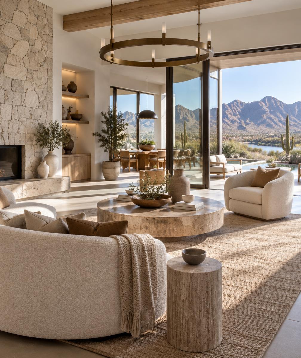 Sophisticated furnished desert home living room